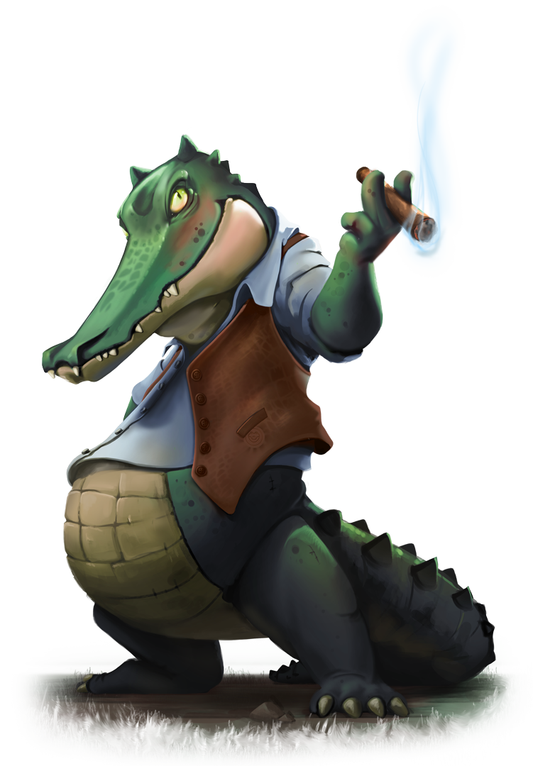 Crocodile stylisé fumant un cigare